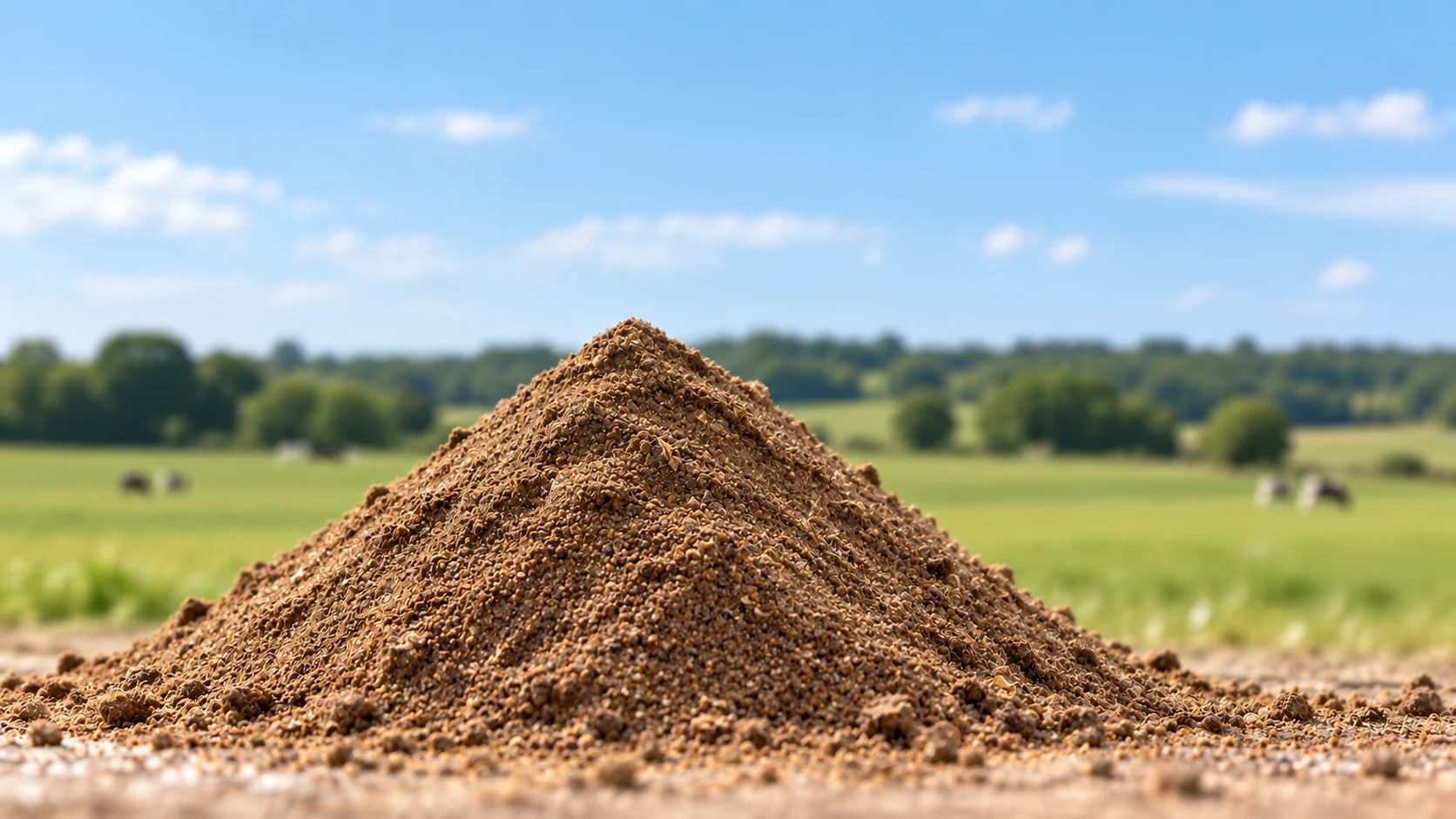 Illustrative molasses residue powder with farm animals